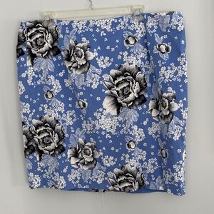 Talbots Blue Floral Pencil Skirt